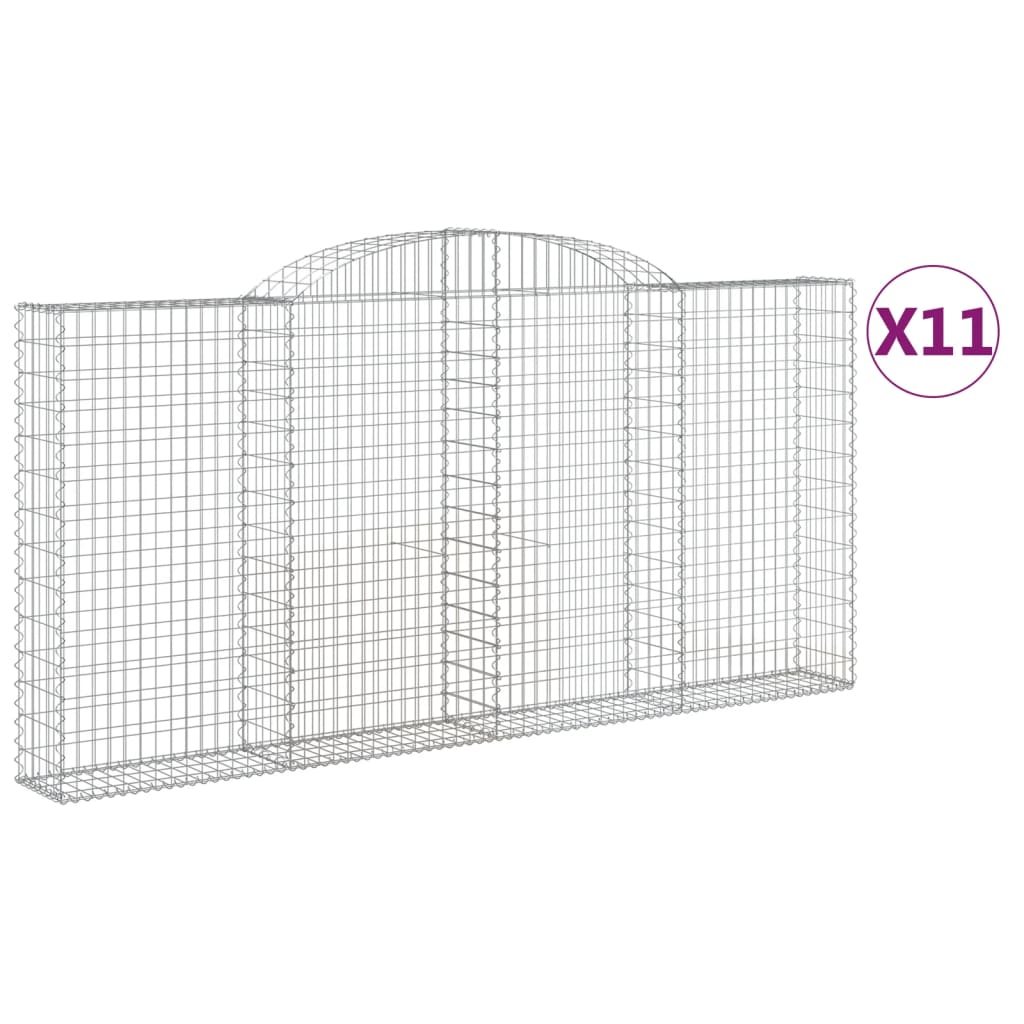 vidaXL Obokane gabion košare 11 kosi 300x30x140/160cm pocinkano železo