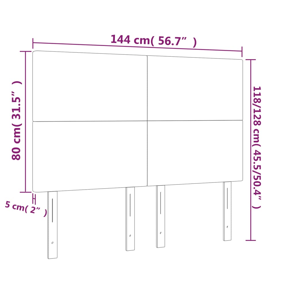 vidaXL LED posteljno vzglavje belo 144x5x118/128 cm umetno usnje