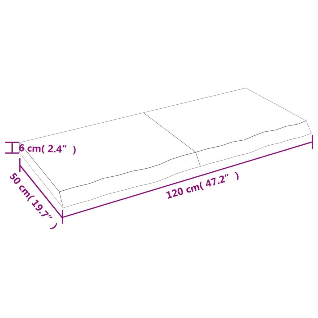 vidaXL Stenska polica svetlo rjava 120x50x(2-6) cm trdna hrastovina