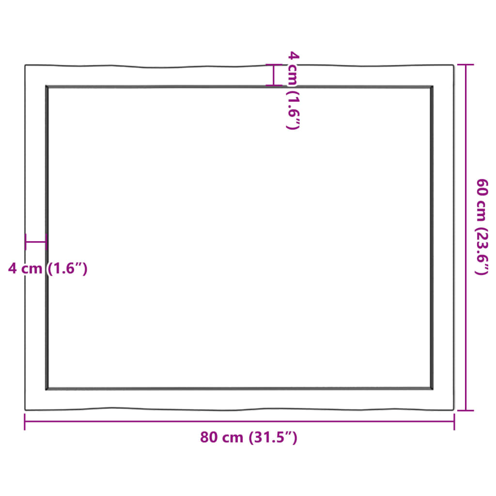 vidaXL Mizna plošča sv. rjava 80x60x(2-4) cm obdelana trdna hrastovina