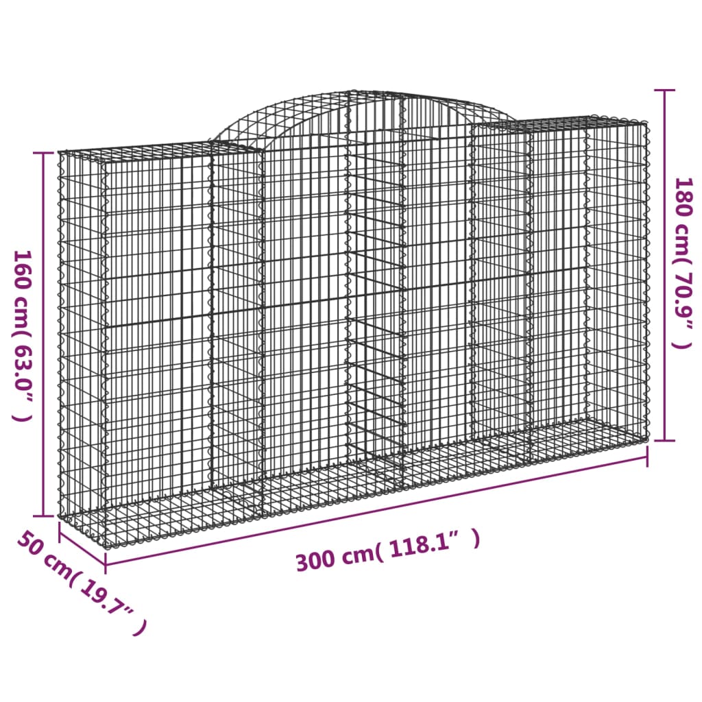 vidaXL Obokane gabion košare 20 kosi 300x50x160/180cm pocinkano železo