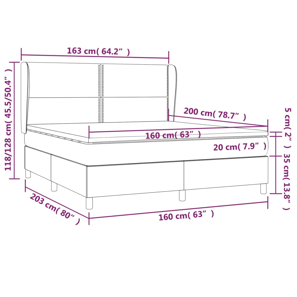 vidaXL Box spring postelja z vzmetnico bel 160x200 cm umetno usnje