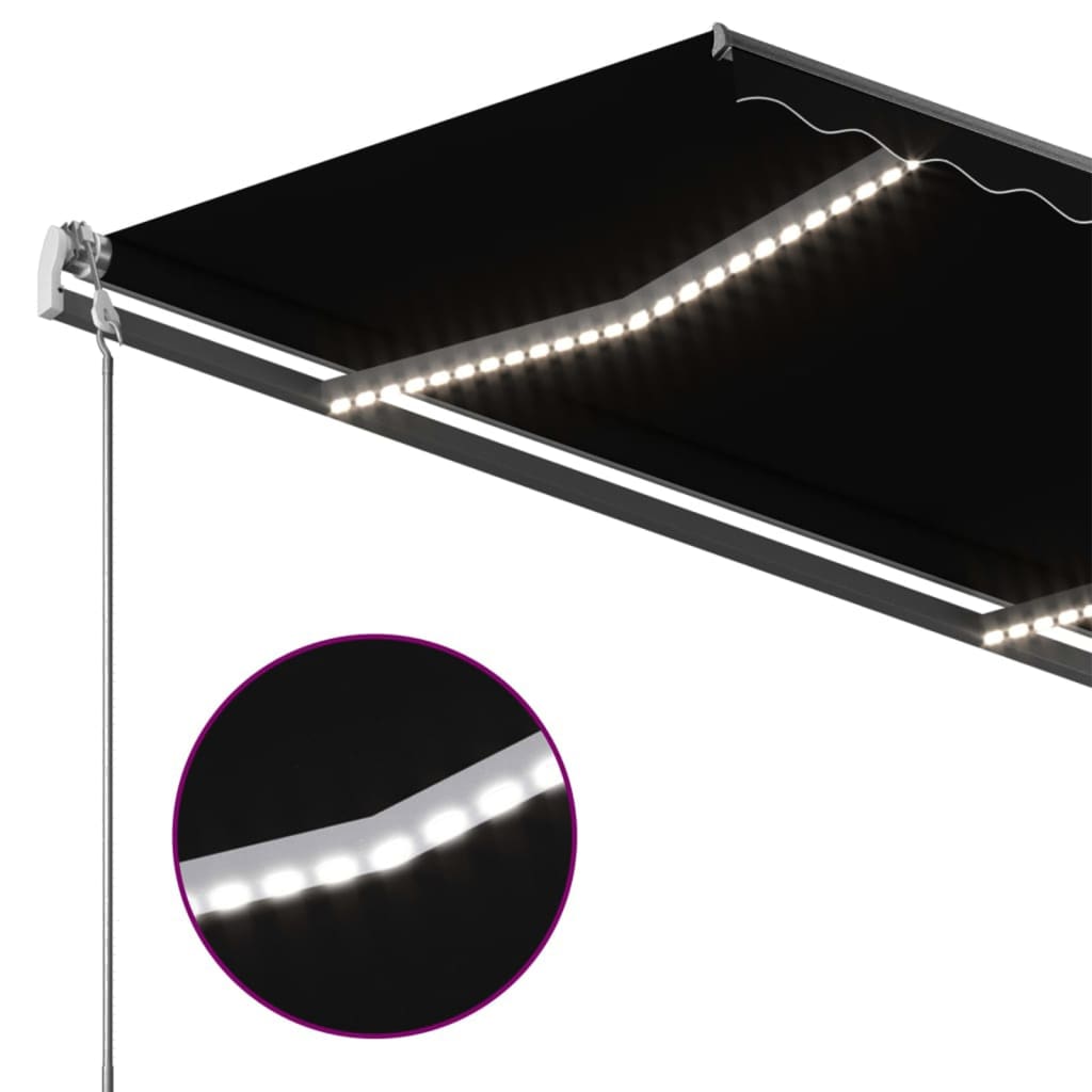 vidaXL Ročno zložljiva tenda z LED lučkami 450x300 cm antracitna