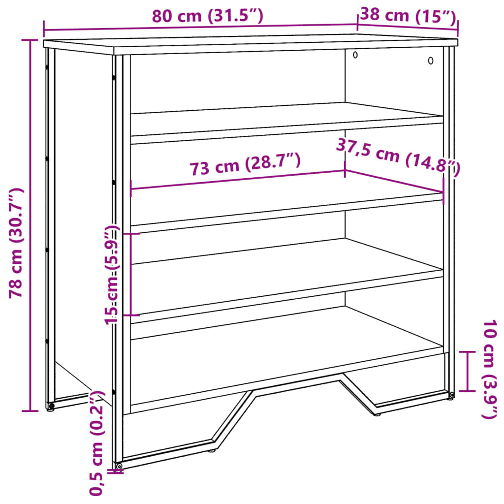 vidaXL Omarica za čevlje siva sonoma 80x38x78 cm inženirski les