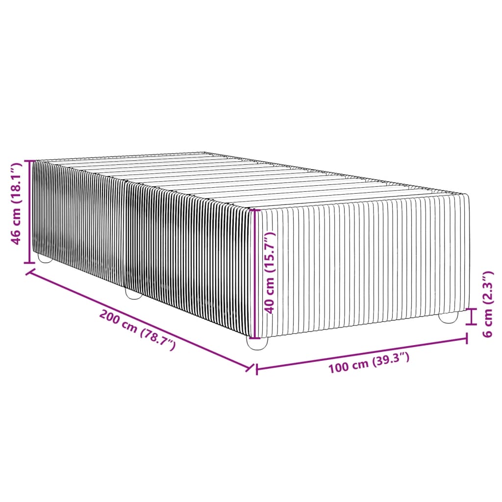 vidaXL Posteljni okvir brez vzmetnice temno rjav 100x200 cm blago