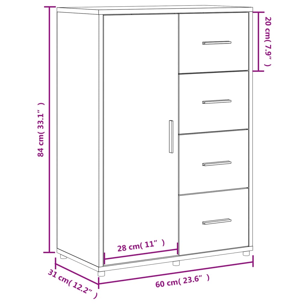 vidaXL Komoda sonoma hrast 60x31x84 cm inženirski les