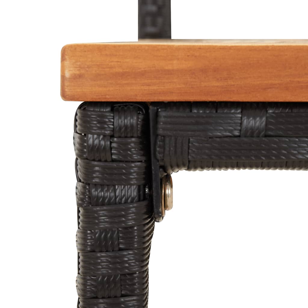 vidaXL Barski stolčki 4 kosi črn poli ratan in trden akacijev les