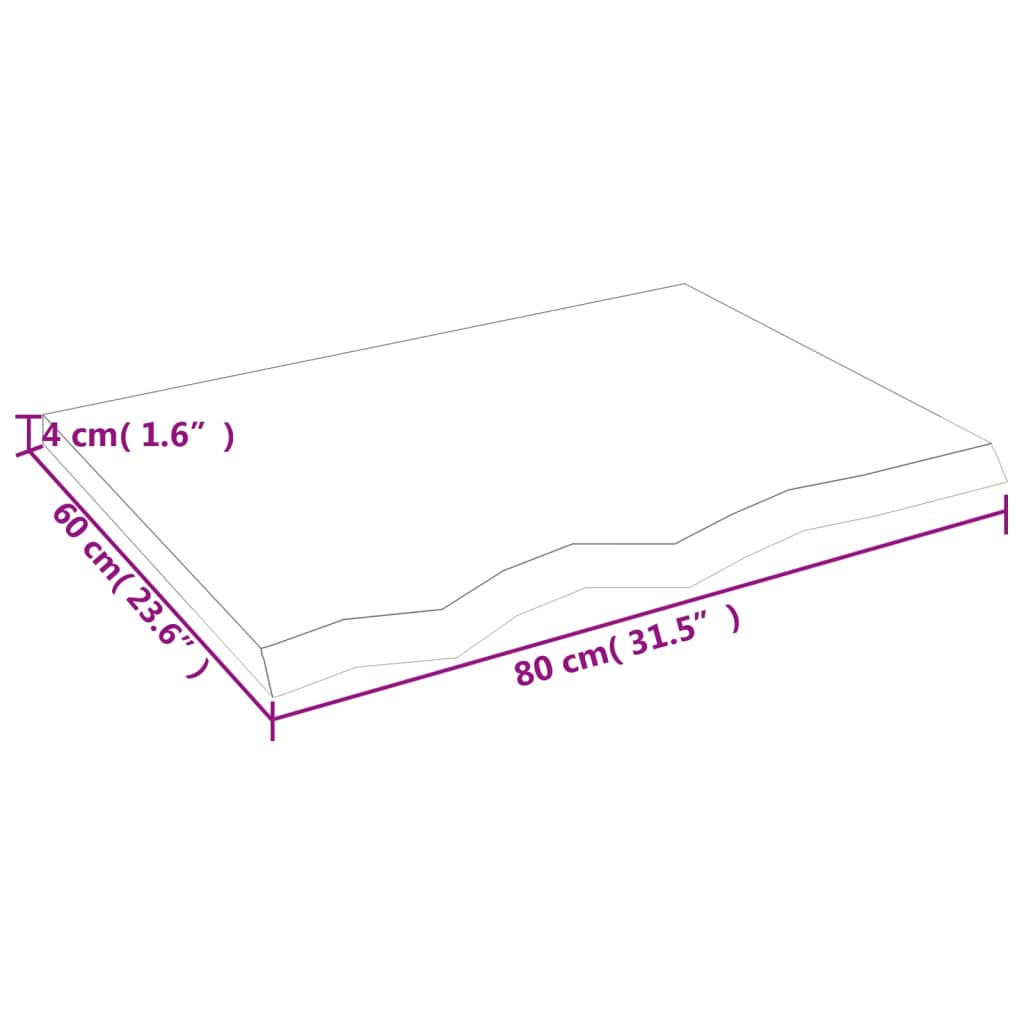 vidaXL Mizna plošča sv. rjava 80x60x(2-4) cm obdelana trdna hrastovina