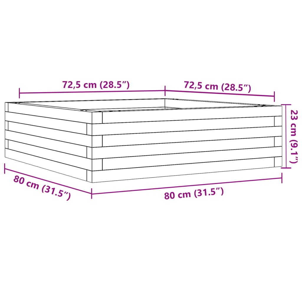 vidaXL Vrtno cvetlično korito 80x80x23 cm impregnirana borovina