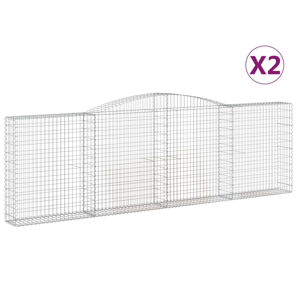 vidaXL Obokane gabion košare 2 kosa 400x30x120/140 cm pocinkano železo