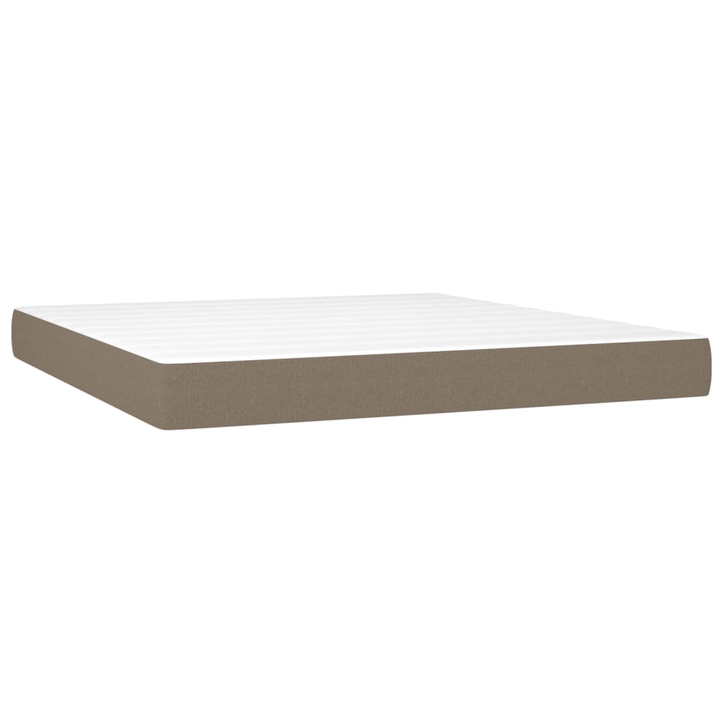 vidaXL Box spring postelja z vzmetnico taupe 160x200 cm blago