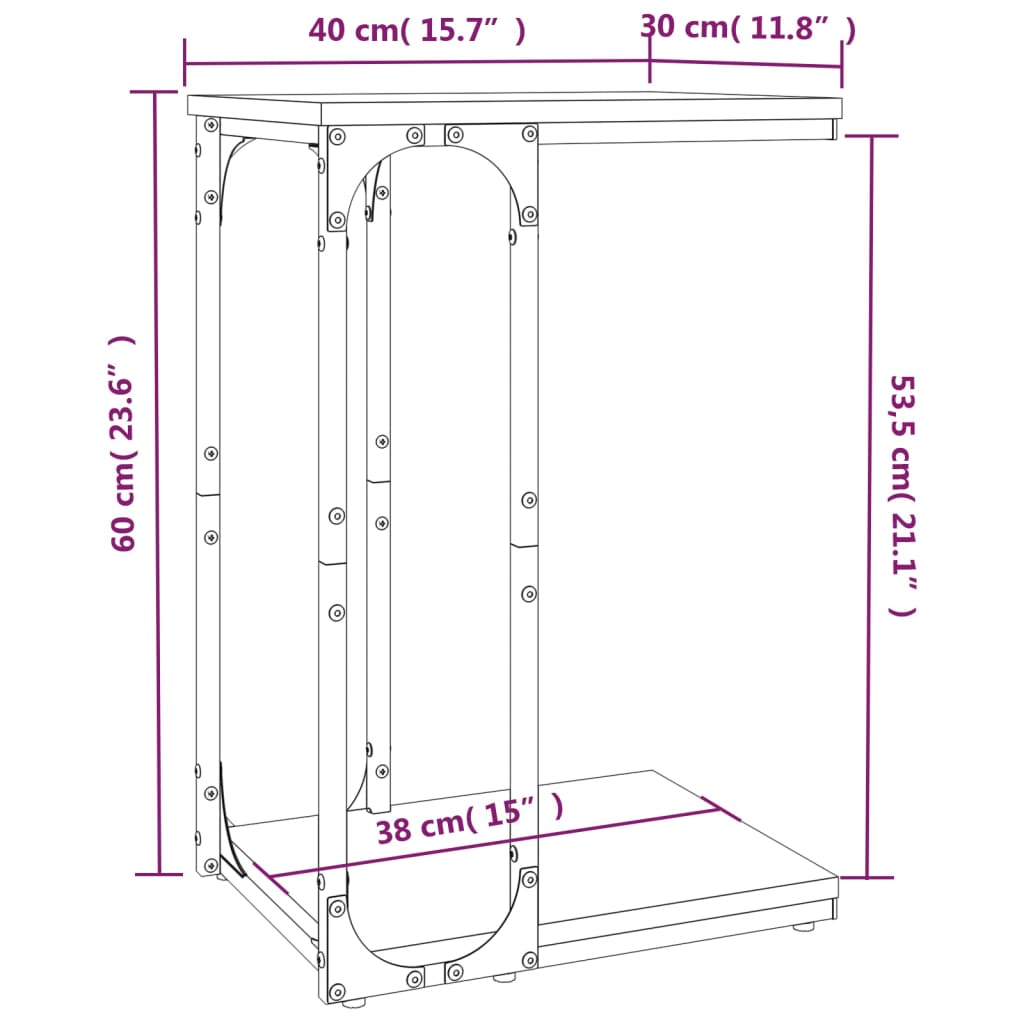 vidaXL Stranska mizica dimljeni hrast 40x30x60 cm inženirski les