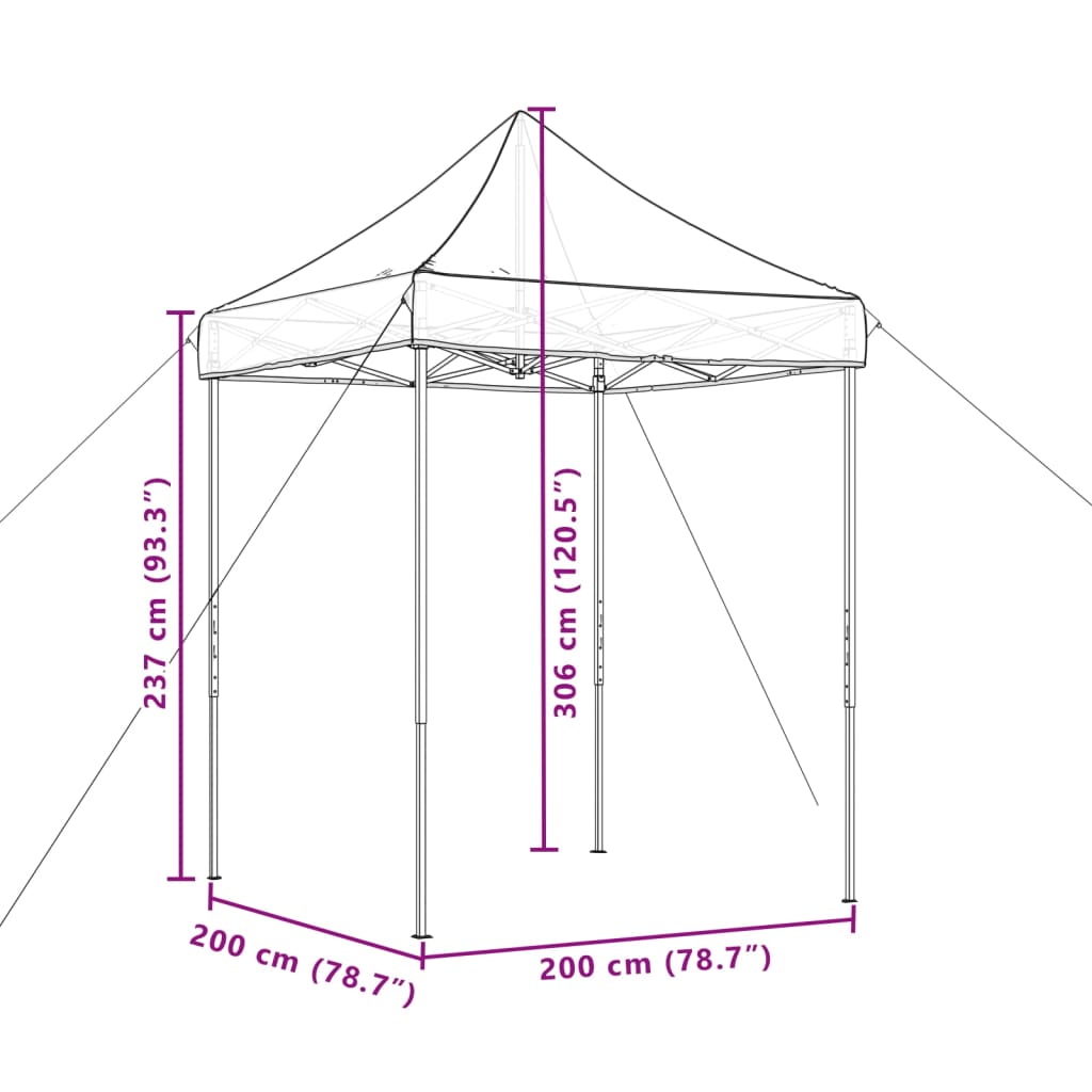 vidaXL Zložljivi pop-up šotor za zabave burgundski 200x200x306 cm