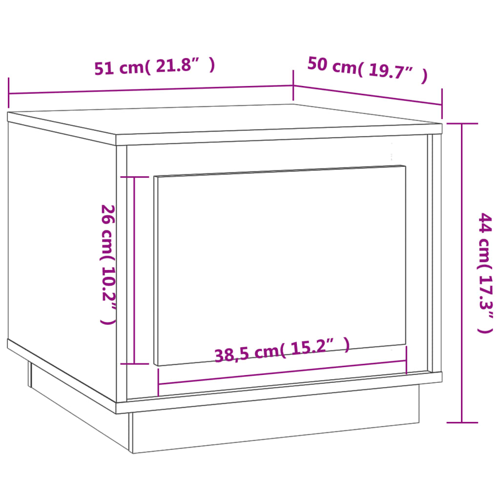 vidaXL Klubska mizica sonoma hrast 51x50x44 cm inženirski les