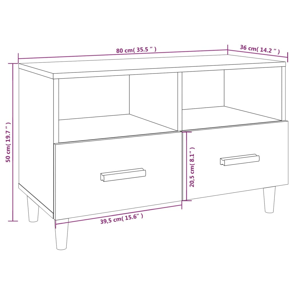 vidaXL TV omarica betonsko siva 80x36x50 cm inženirski les