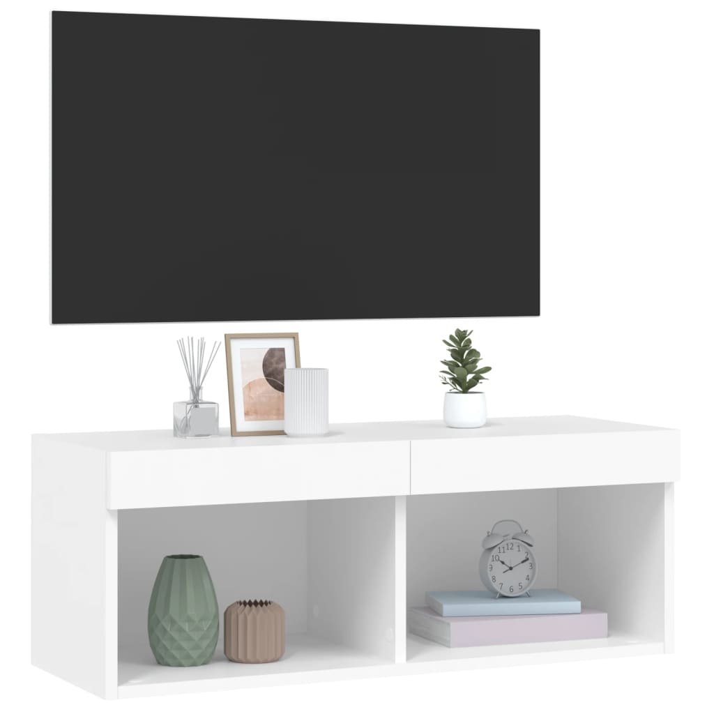 vidaXL TV omarica z LED lučmi bela 80x30x30 cm