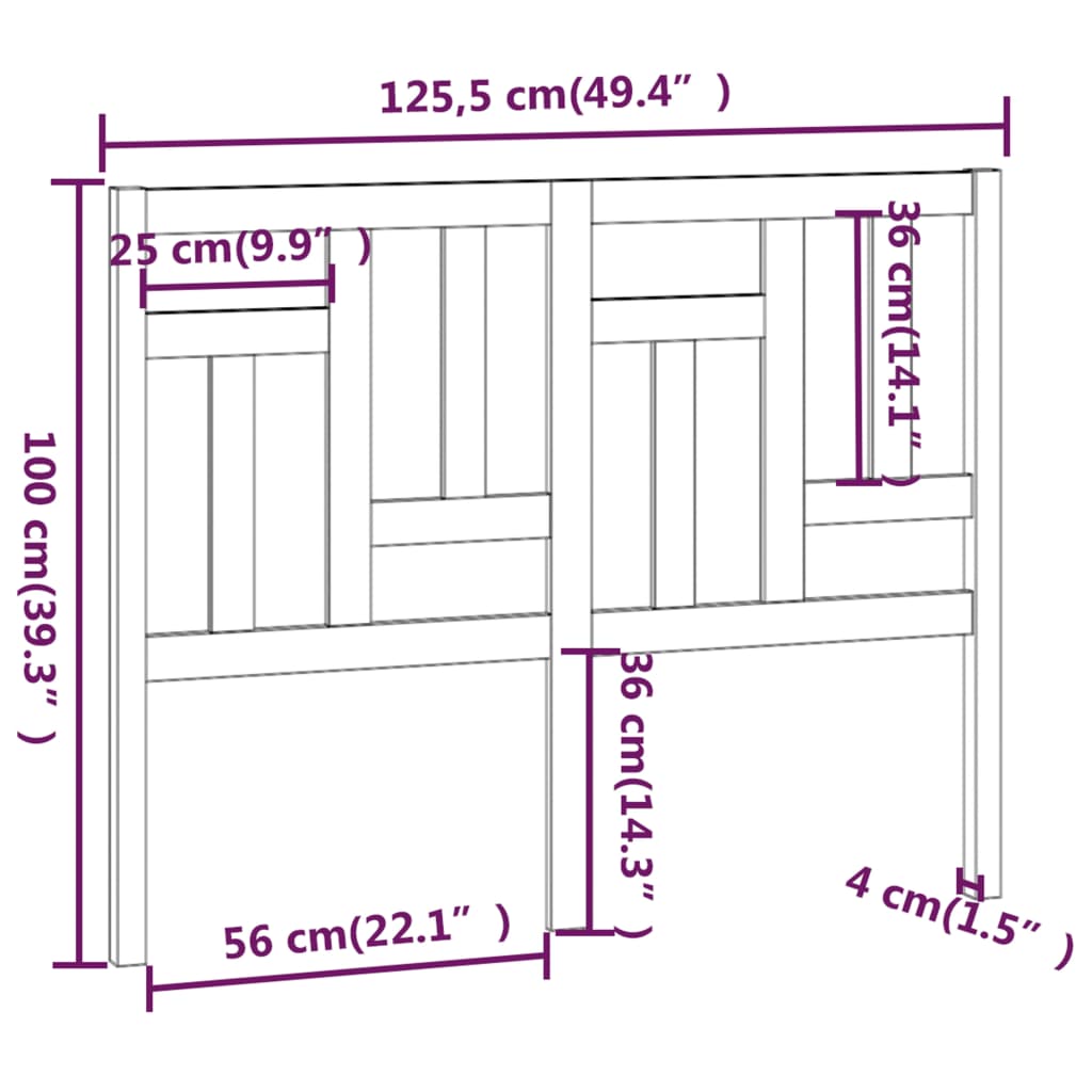 vidaXL Posteljno vzglavje belo 125,5x4x100 cm trdna borovina