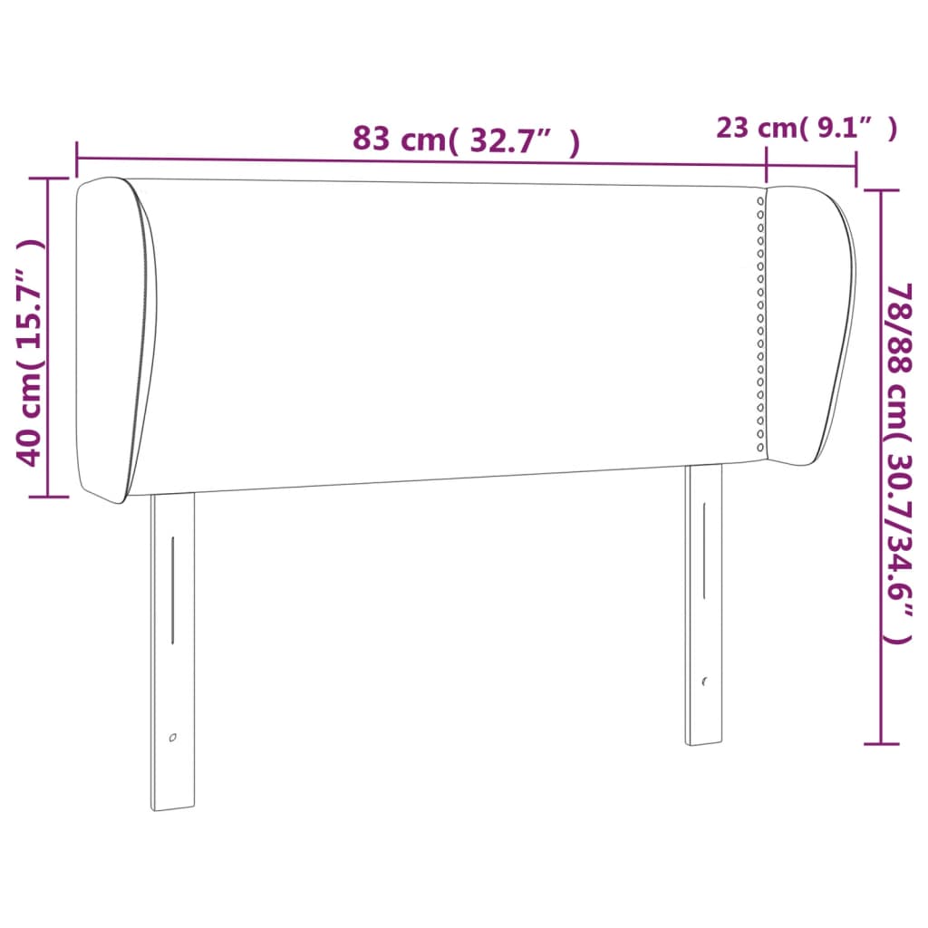 vidaXL Vzglavje z ušesi krem 83x23x78/88 cm blago