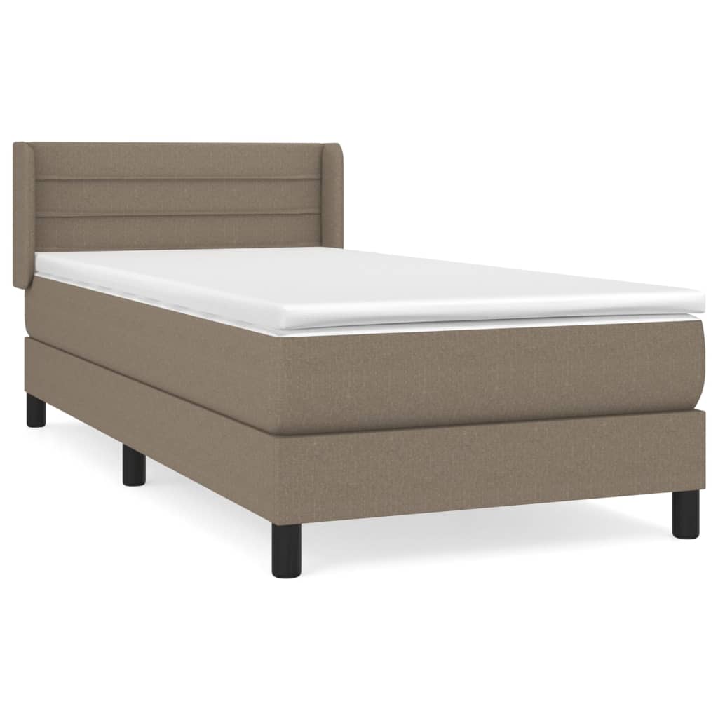 vidaXL Box spring postelja z vzmetnico taupe 90x200 cm blago