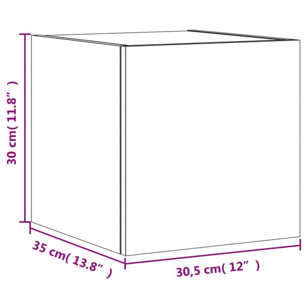 vidaXL Stenske TV omarice z LED lučkami 2 kosa bela 30,5x35x30 cm