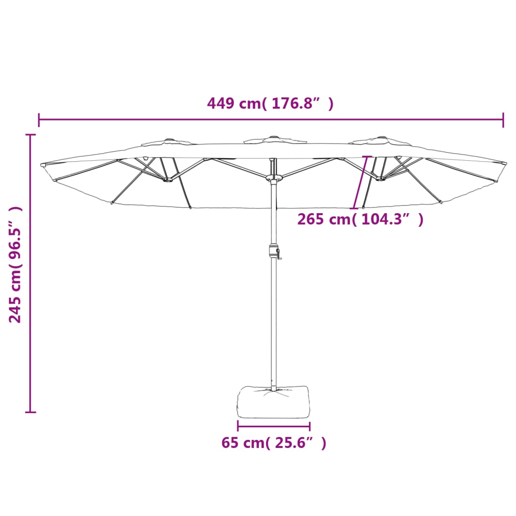 vidaXL Dvojni senčnik z LED diodami antracit 449x245 cm