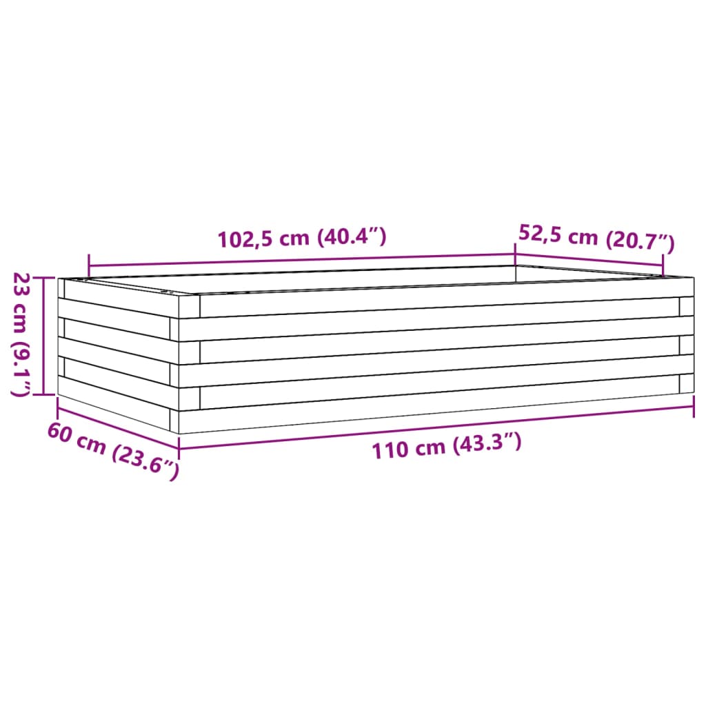 vidaXL Vrtno cvetlično korito 110x60x23 cm trden les douglas