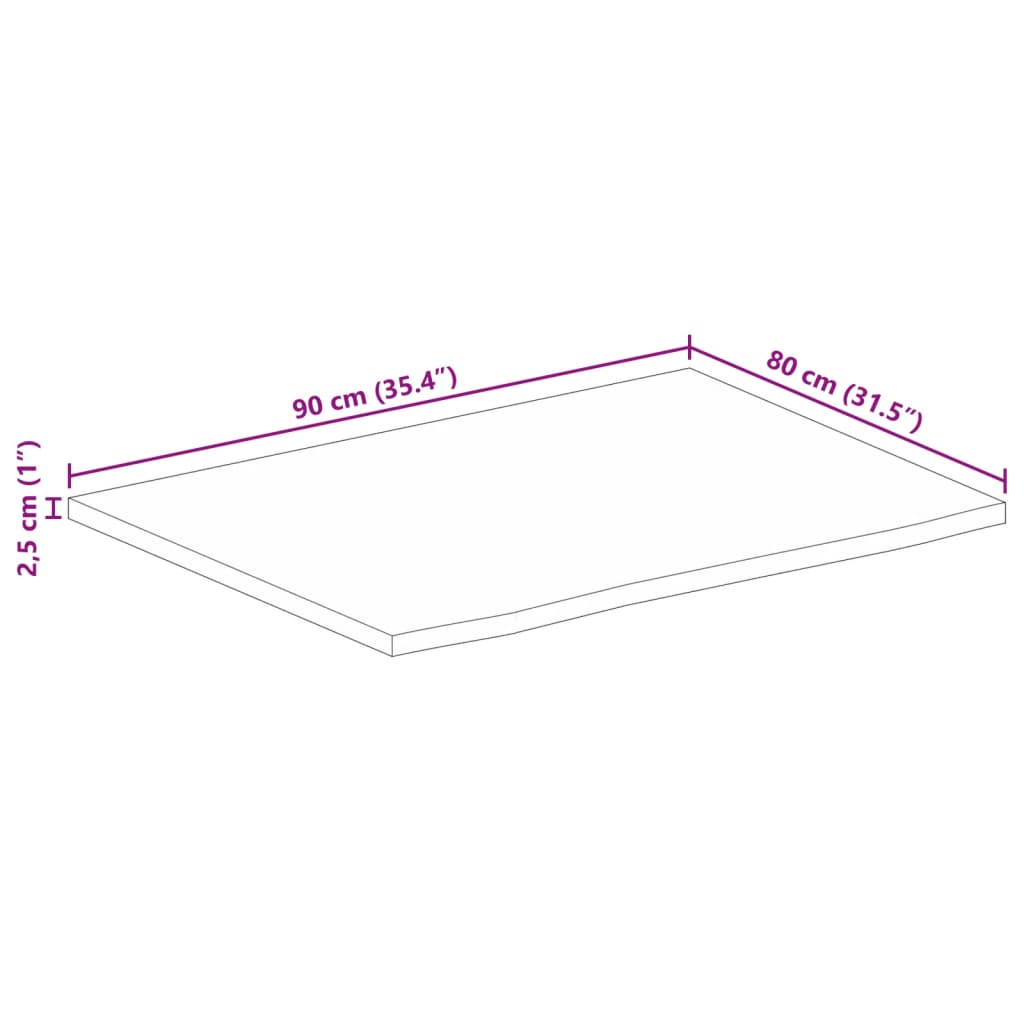 vidaXL Mizna plošča z naravnim robom 90x80x2,5 cm trden mangov les