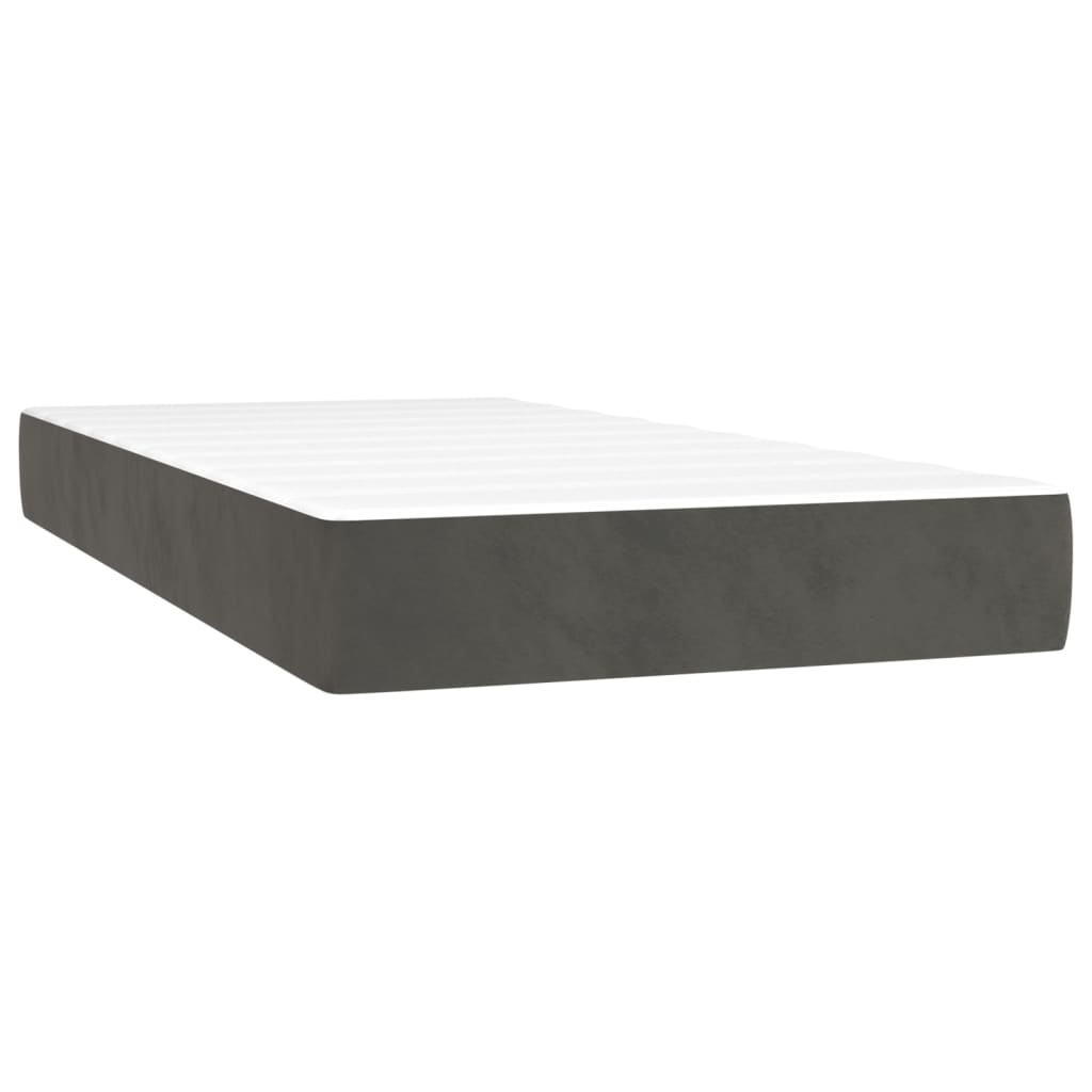 vidaXL Box spring postelja z vzmetnico temno siva 80x200 cm žamet