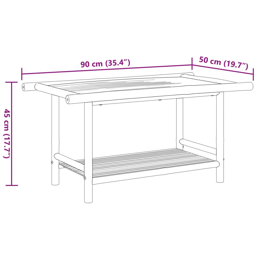 vidaXL Klubska mizica 90x50x45 cm bambus