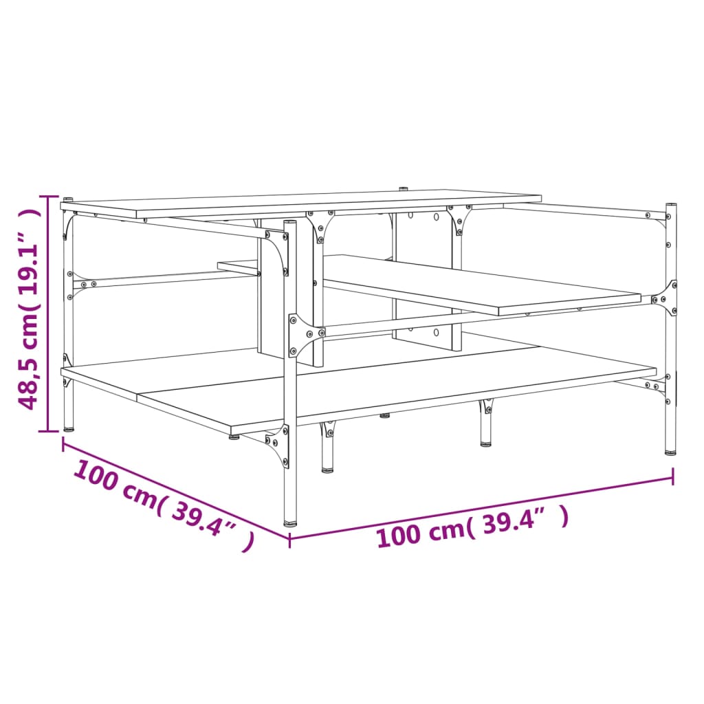 vidaXL Klubska mizica črna 100x100x48,5 cm inženirski les