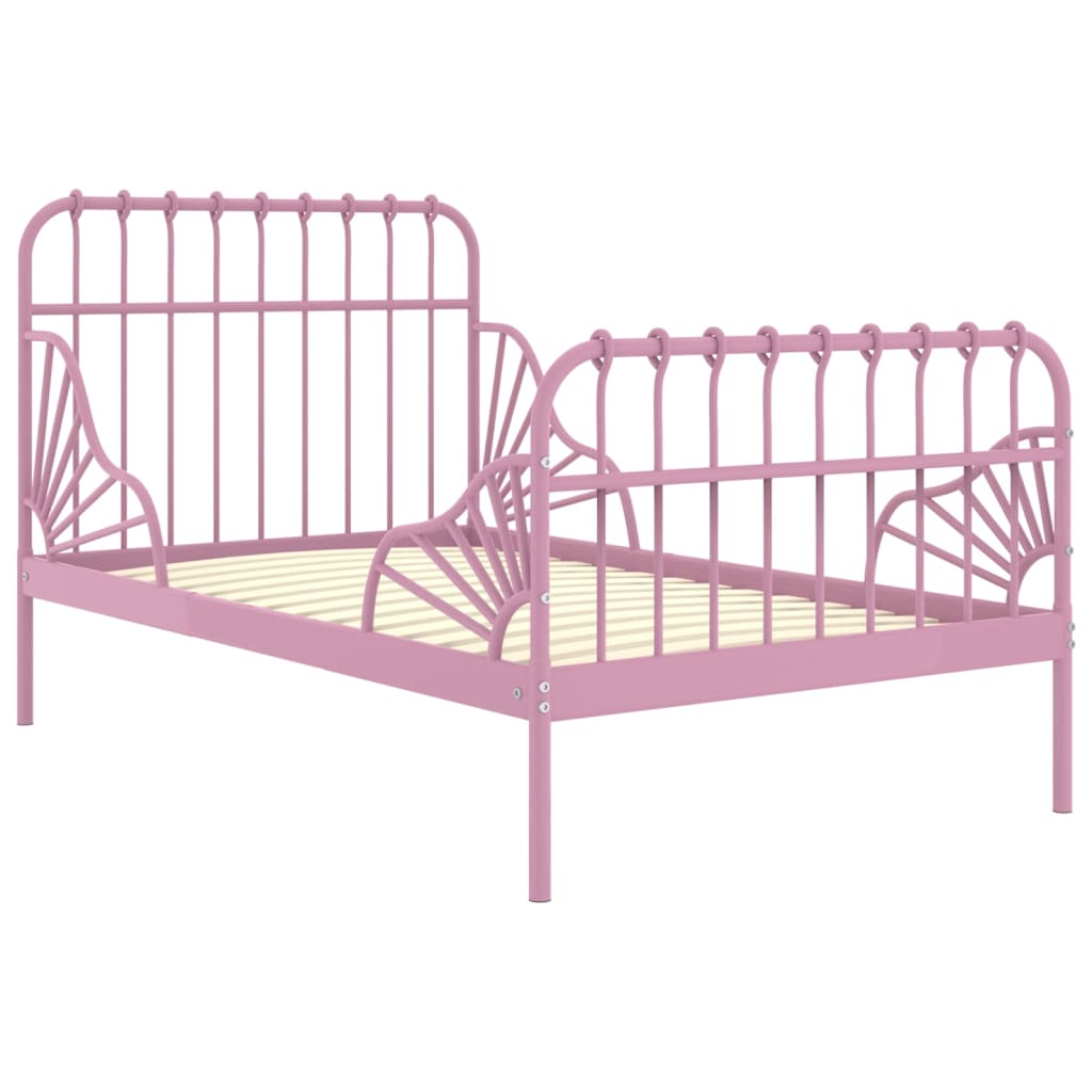 vidaXL Raztegljiv posteljni okvir roza kovinski 80x130/200 cm