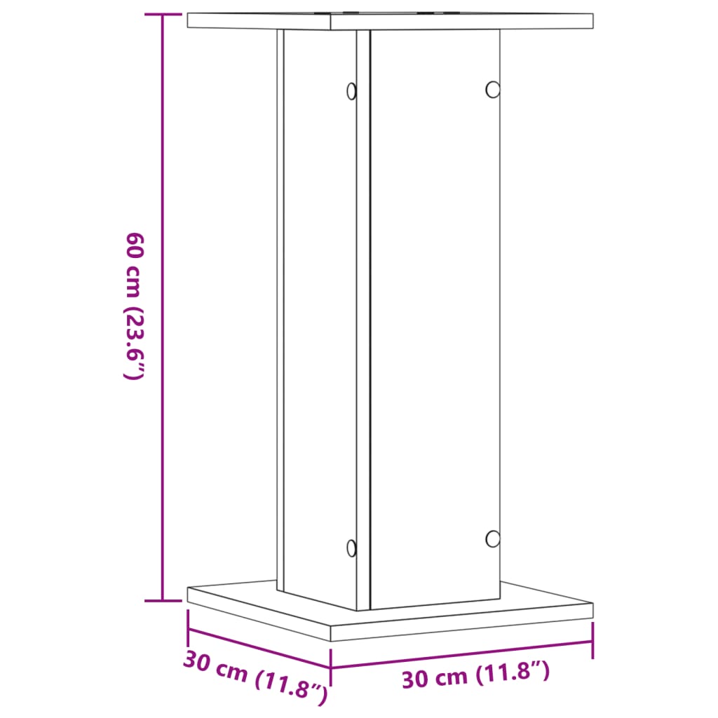 vidaXL Stojalo za rastline 2 kosa rjavi hrast 30x30x60 cm inž. les