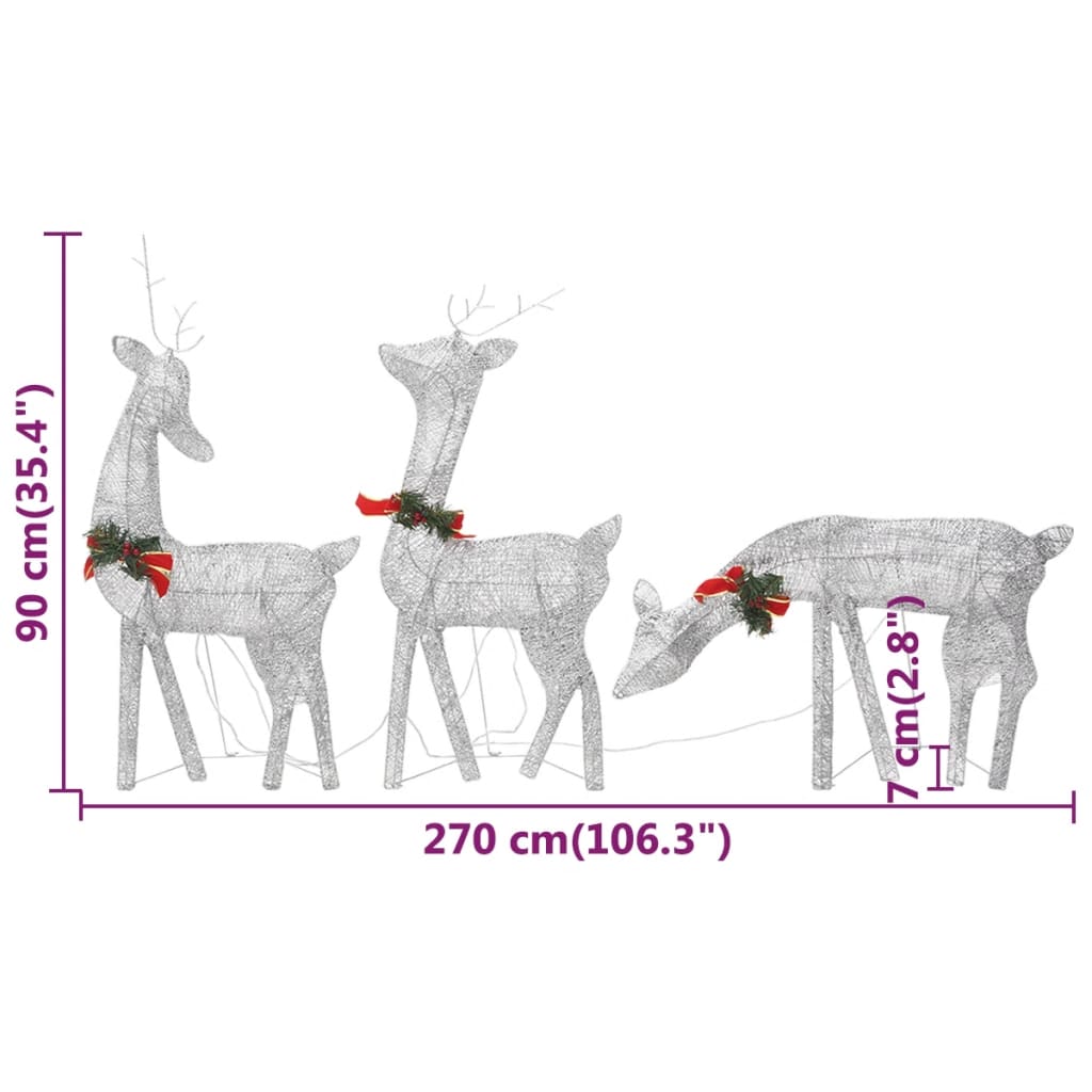vidaXL Božični severni jeleni 6 kosov srebrni hladno bela mreža