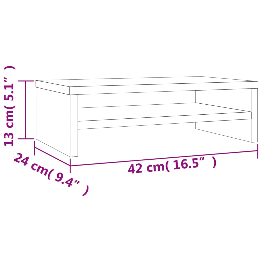 vidaXL Stojalo za zaslon dimljeni hrast 42x24x13 cm konstruiran les