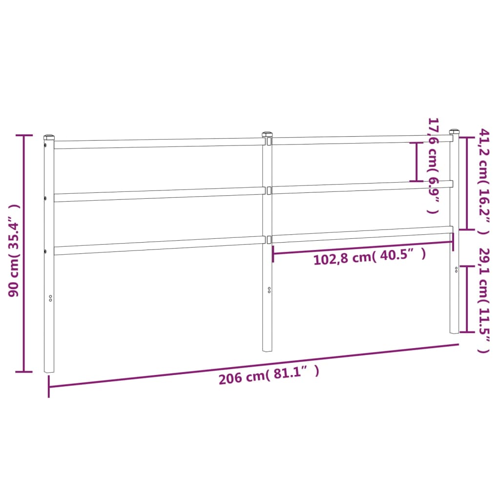 vidaXL Kovinsko posteljno vzglavje črno 200 cm