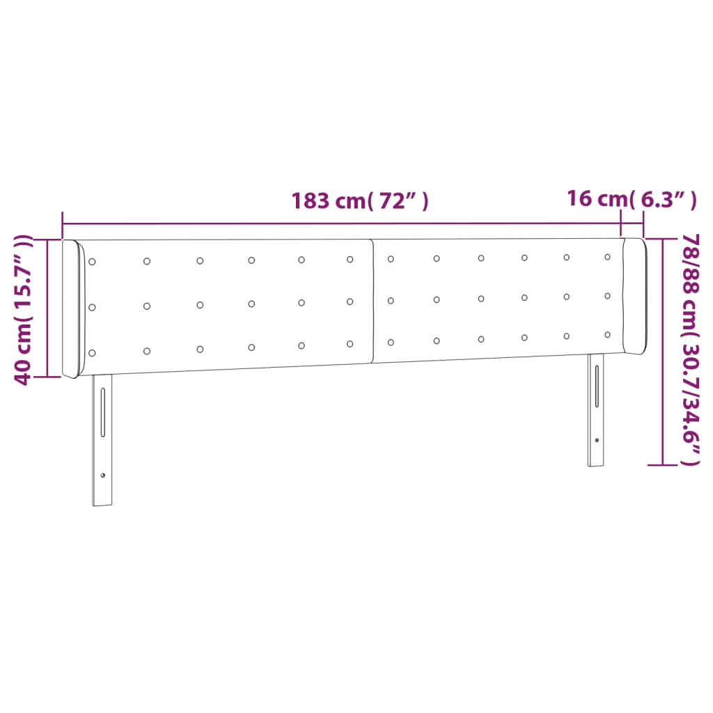 vidaXL LED posteljno vzglavje kapučino 183x16x78/88 cm umetno usnje