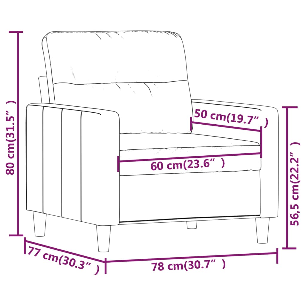 vidaXL Fotelj krem 60 cm blago