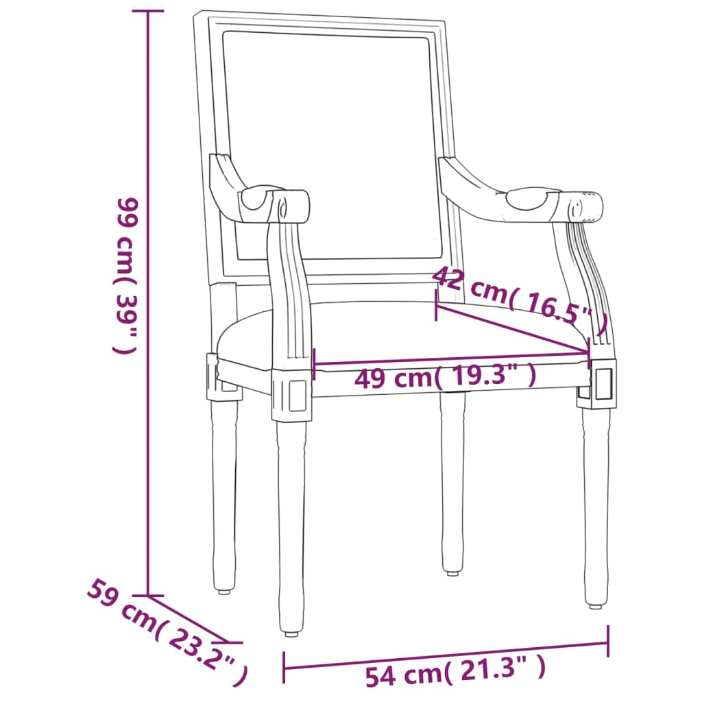 vidaXL Oblazinjen stol 54x59x99 cm laneno platno