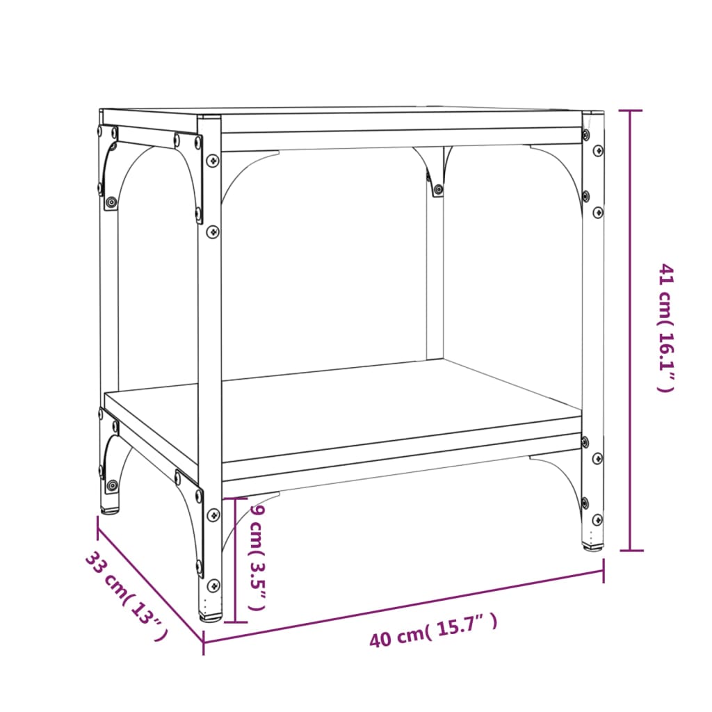 vidaXL TV omarica dimljen hrast 40x33x41 cm inženirski les in jeklo