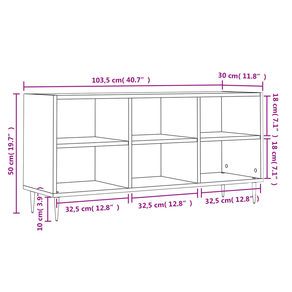 vidaXL TV omarica črna 103,5x30x50 cm inženirski les