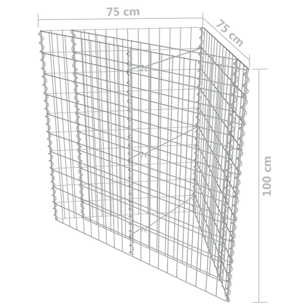 vidaXL Visoka greda gabion pocinkano jeklo 75x75x100 cm