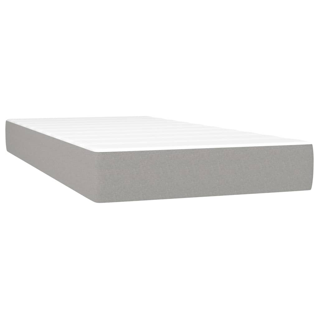 vidaXL Box spring postelja z vzmetnico svetlo siv 100x200 cm blago