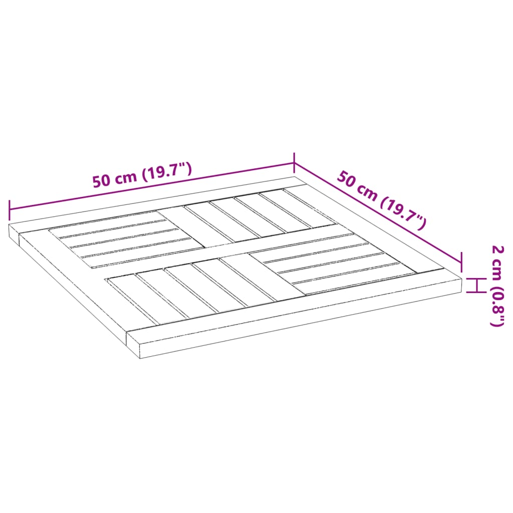 vidaXL Mizna plošča 50x50x2 cm kvadratna trden akacijev les