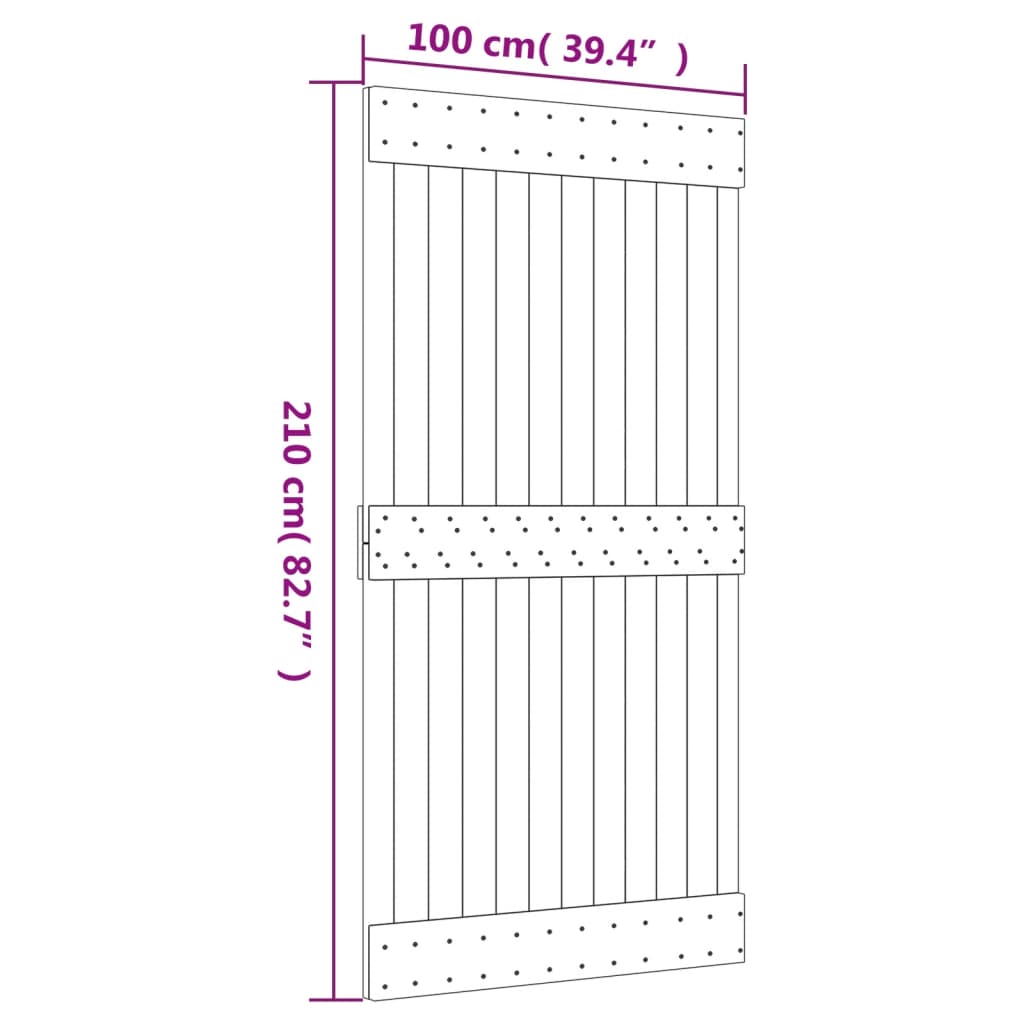 vidaXL Drsna vrata s kompletom vodil 100x210 cm trdna borovina