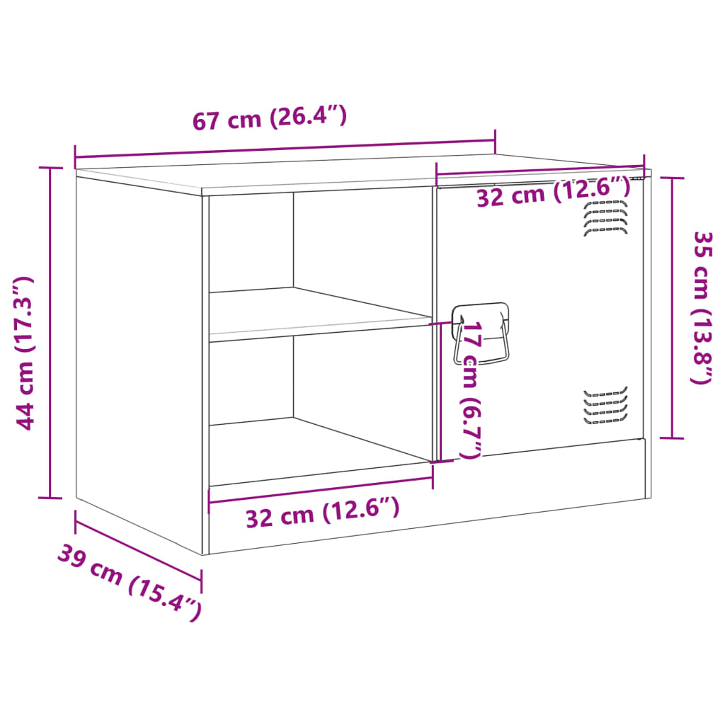 vidaXL TV omarica olivno zelena 67x39x44 cm jeklo