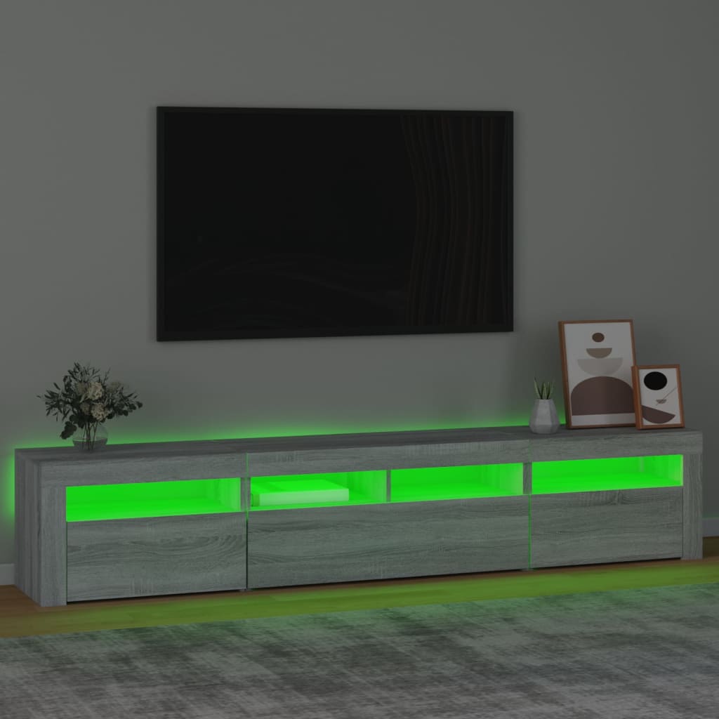 vidaXL TV omarica z LED lučkami siva sonoma 210x35x40 cm