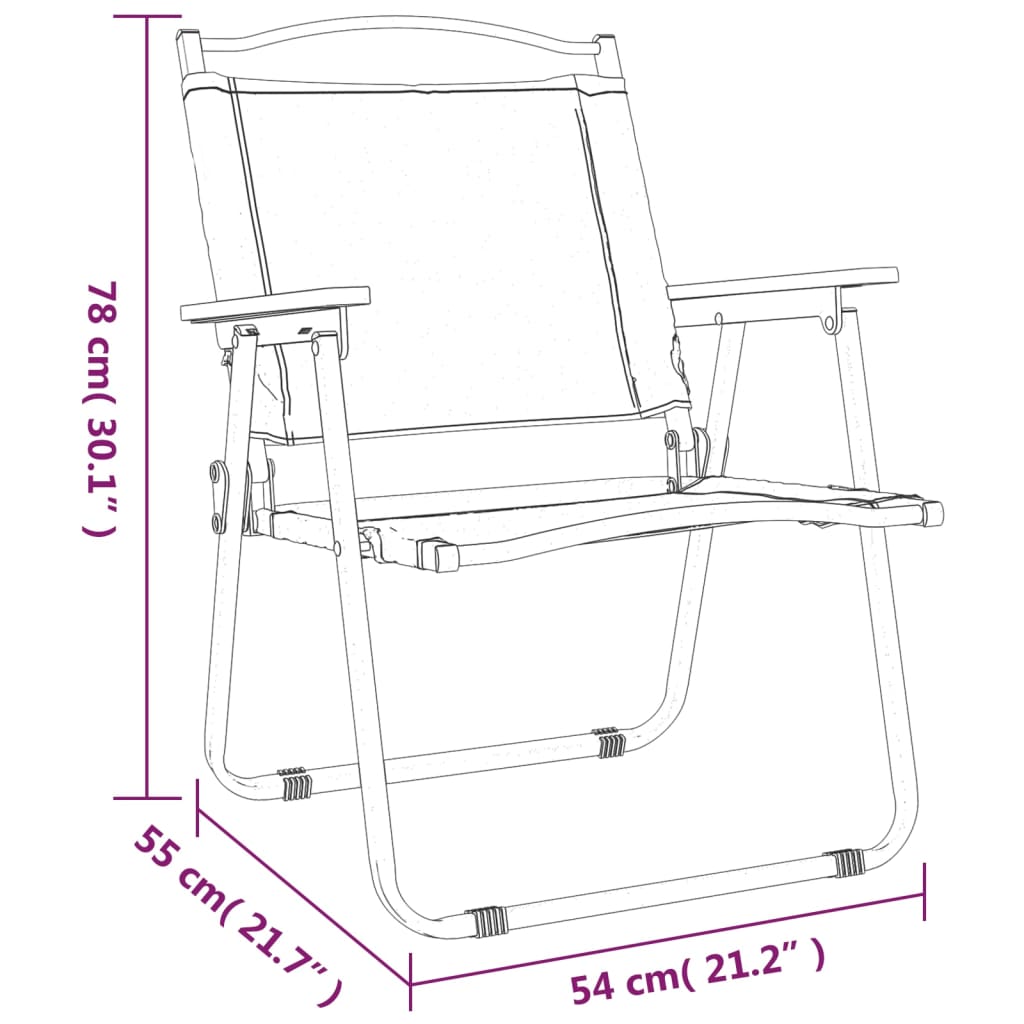 vidaXL Stoli za kampiranje 2 kosa bež 54x55x78 cm Oxford blago