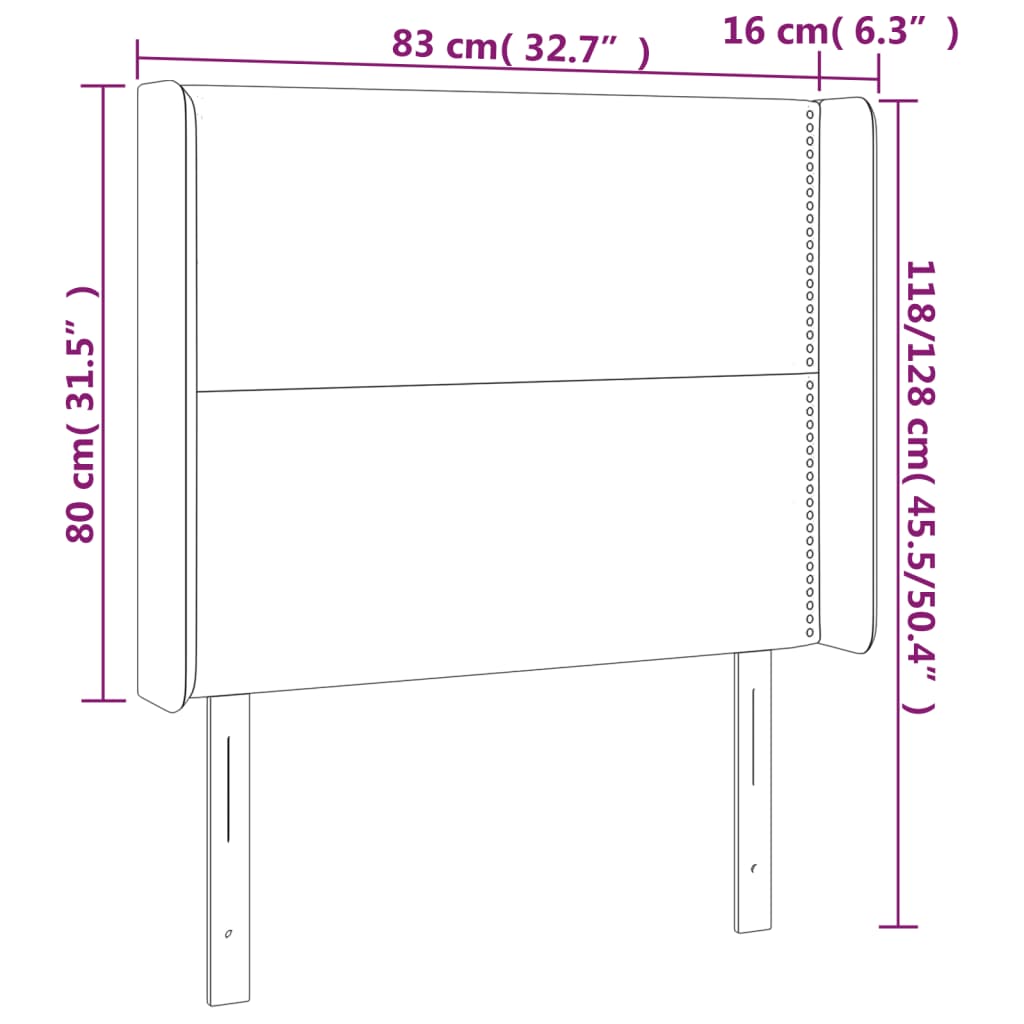 vidaXL Vzglavje z ušesi temno rjavo 83x16x118/128 cm blago