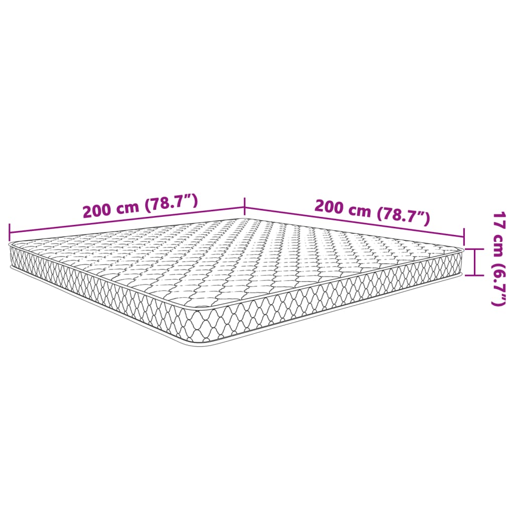 vidaXL Vzmetnica s spominsko peno bela 200x200x17 cm