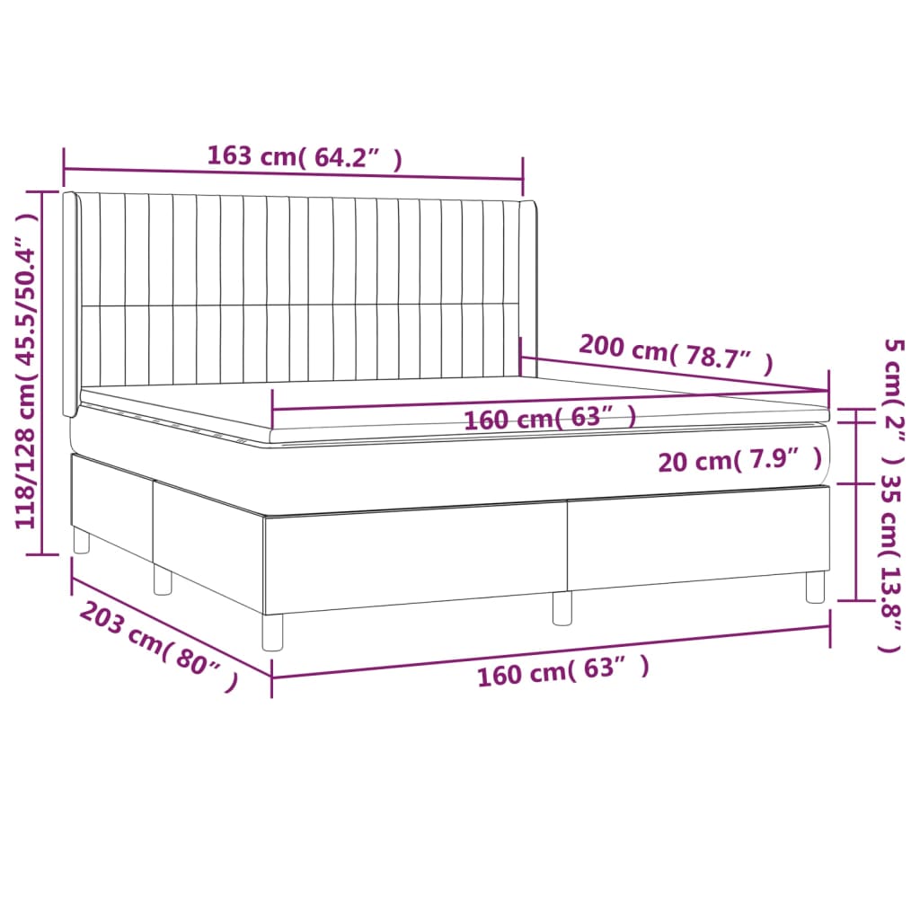 vidaXL Box spring postelja z vzmetnico krem 160x200 cm blago